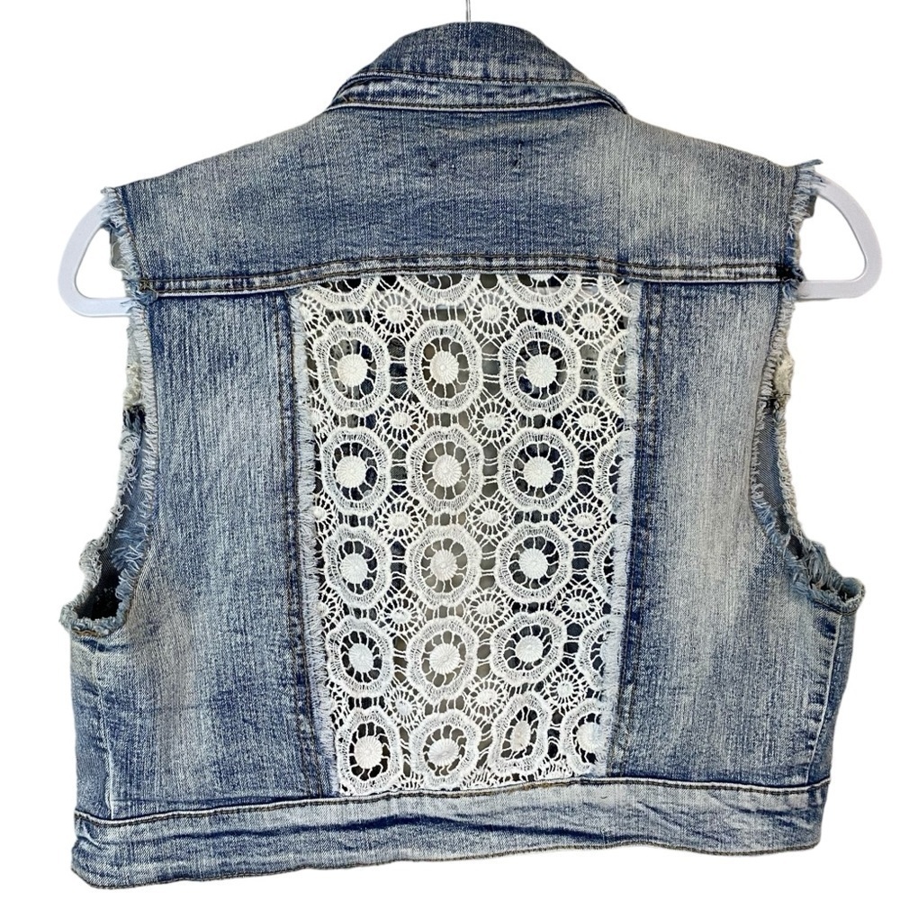 Streetwear Society - Acid wash/Lace Crop denim vest - M China - Picture 3 of 7